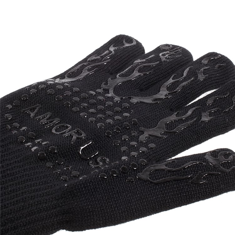 AMORUS One Pair BBQ Oven Gloves 500°C Heat Resistant Non-slip Cooking Oven Gloves-2