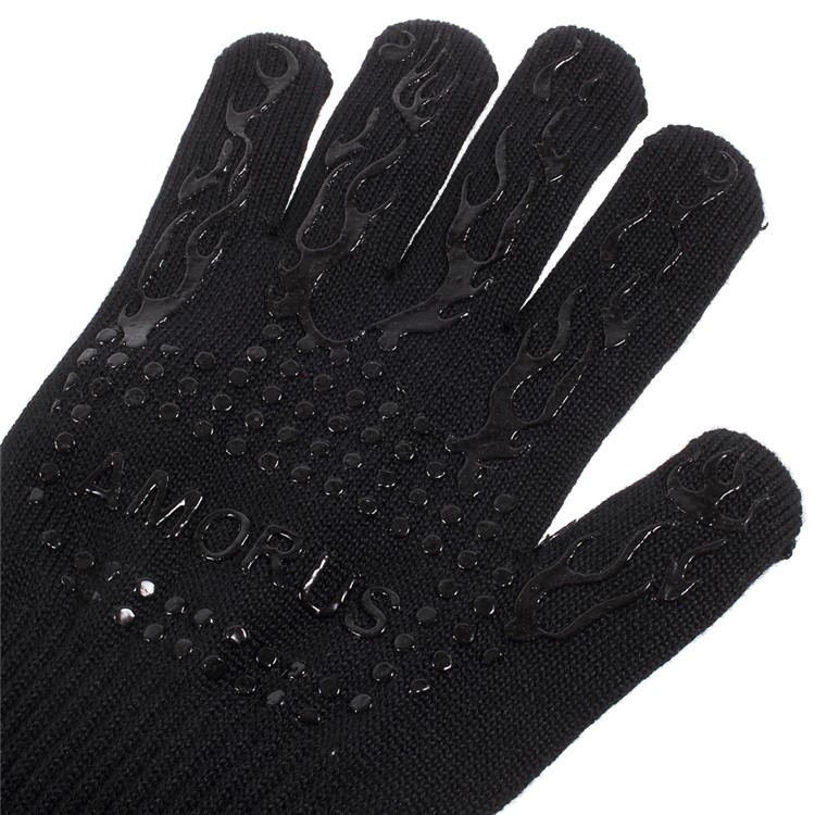 AMORUS One Pair BBQ Oven Gloves 500°C Heat Resistant Non-slip Cooking Oven Gloves-3