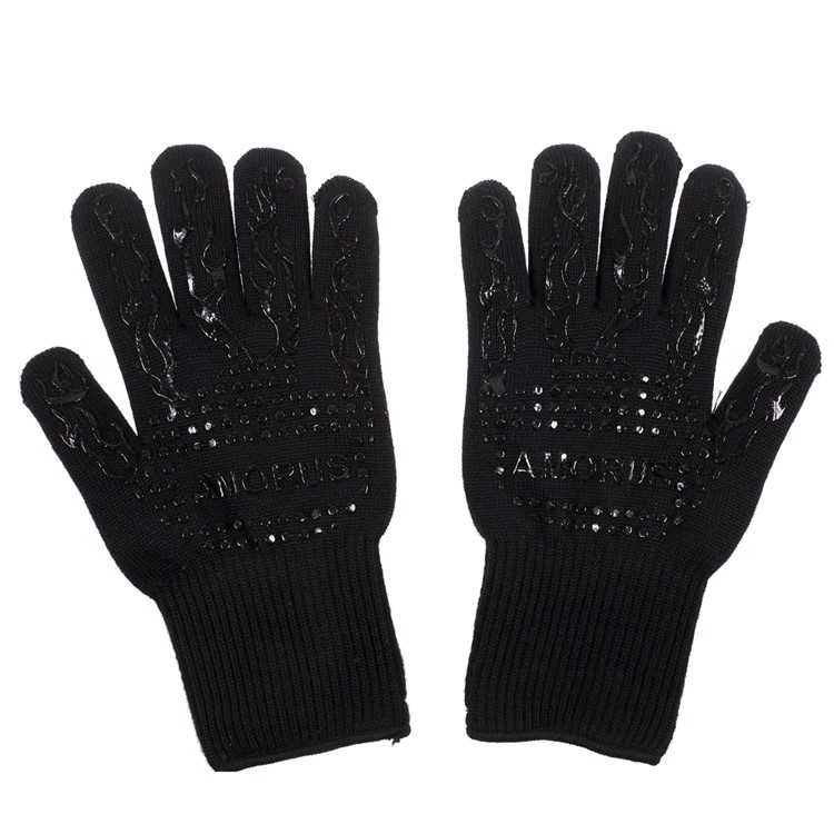 AMORUS One Pair BBQ Oven Gloves 500°C Heat Resistant Non-slip Cooking Oven Gloves-1