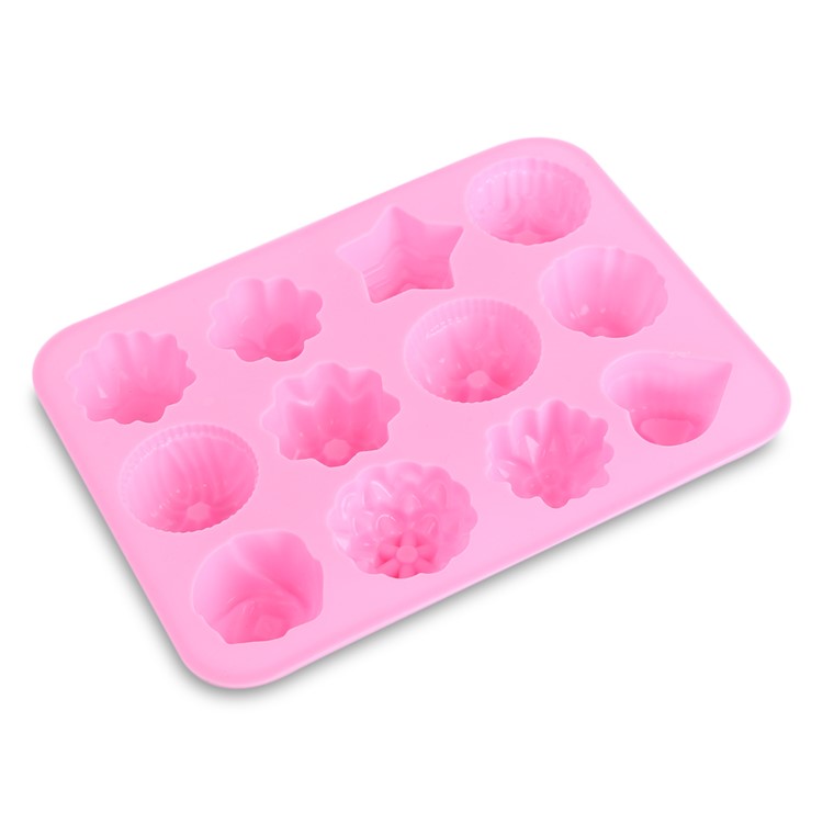 12 Compartments Flower Plant Pattern Silicone Ice Cube Candy Chocolate Cake Mold-2