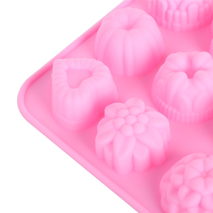 12 Compartments Flower Plant Pattern Silicone Ice Cube Candy Chocolate Cake Mold-3