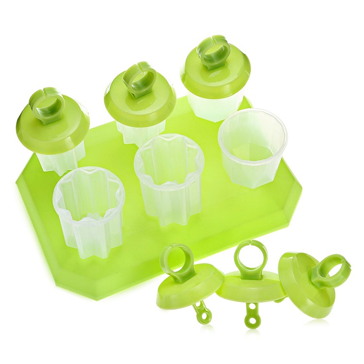 6PCS/Lot Green DIY Ice Popsicle Molds Reusable Ice Pop Maker-3