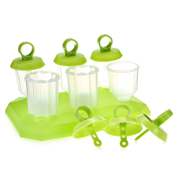 6PCS/Lot Green DIY Ice Popsicle Molds Reusable Ice Pop Maker-4