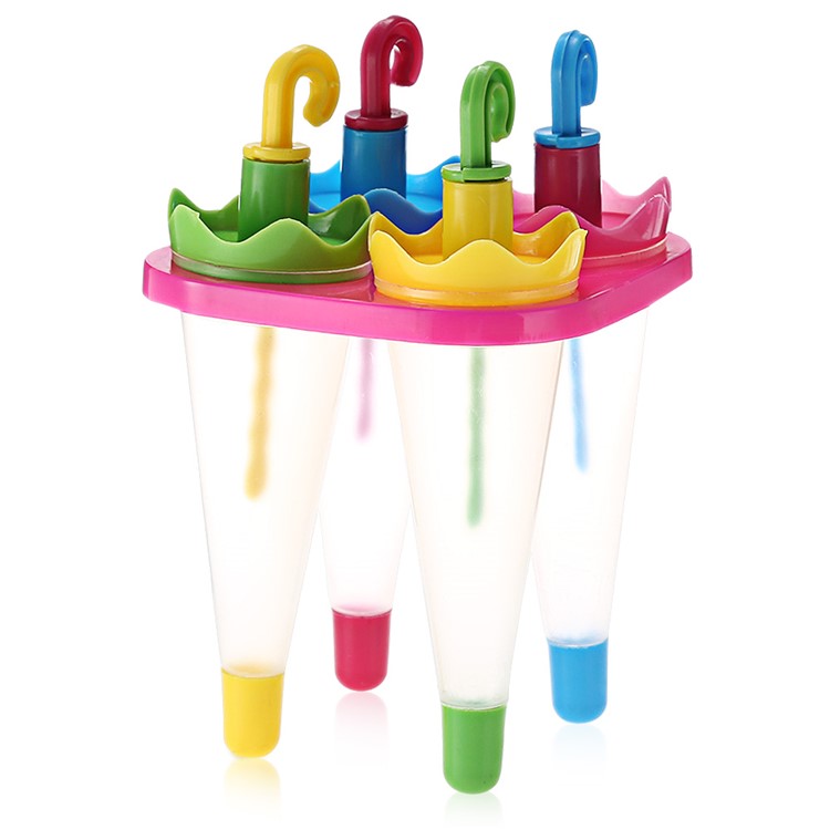 4PCS/Lot Umbrella Shape Popsicle Molds Holder Ice Cream Pop Mold-1