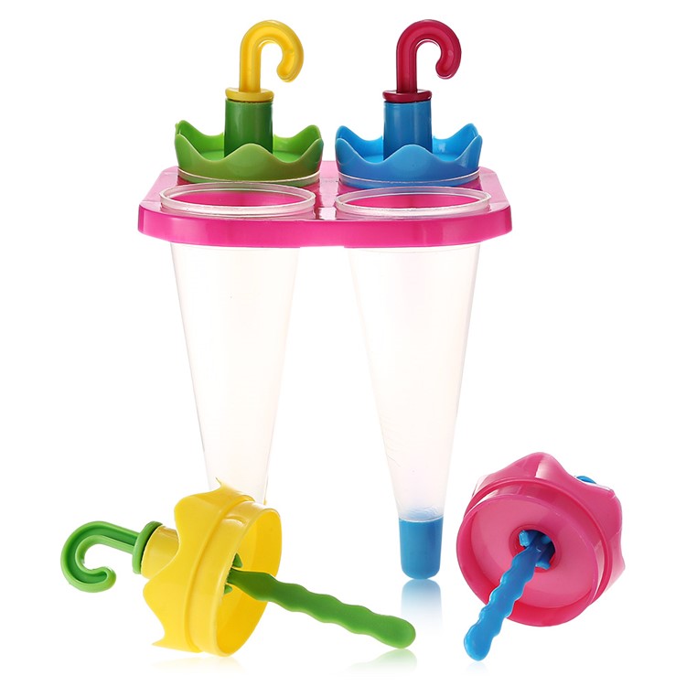 4PCS/Lot Umbrella Shape Popsicle Molds Holder Ice Cream Pop Mold-3