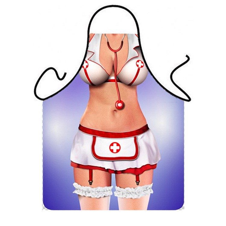 Funny Apron Bikini & Shorts Sexy Kitchen Apron Funny Creative Cooking Apron - Sexy Nurse Bikini-1
