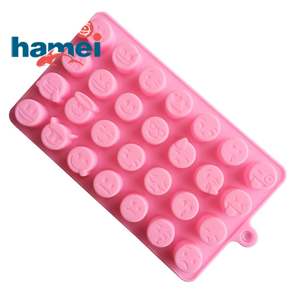 28-Cavity Cute Emoji Ice Face Silicon Cube Trays DIY Molds, Size: 19.8 x 10.8 x 1.5cm - Pink-1