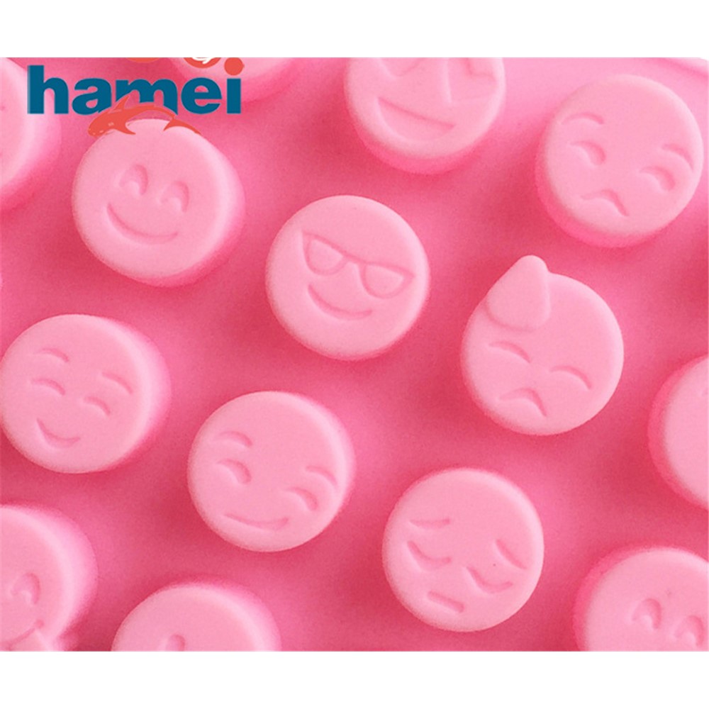 28-Cavity Cute Emoji Ice Face Silicon Cube Trays DIY Molds, Size: 19.8 x 10.8 x 1.5cm - Pink-2