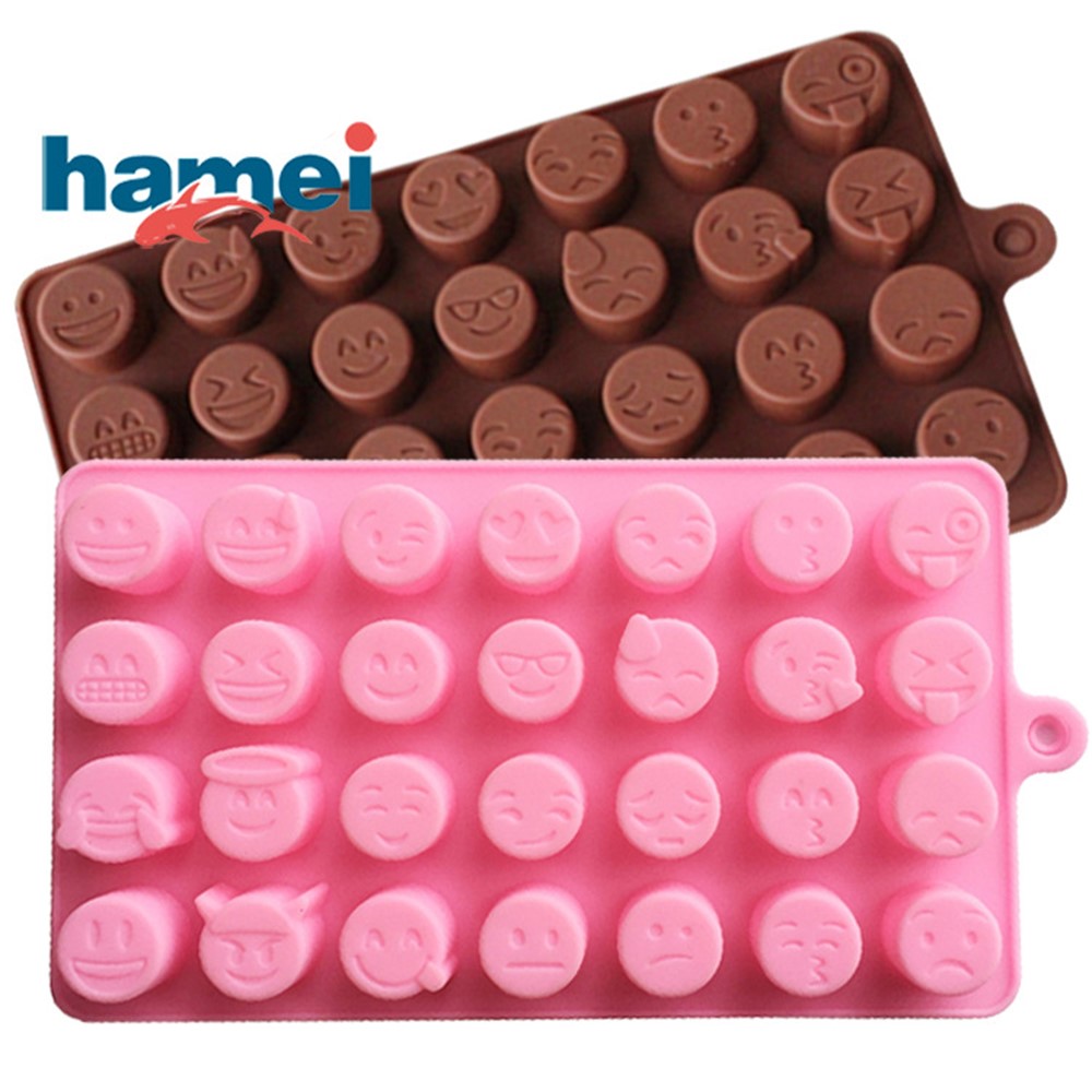 28-Cavity Cute Emoji Ice Face Silicon Cube Trays DIY Molds, Size: 19.8 x 10.8 x 1.5cm - Pink-3