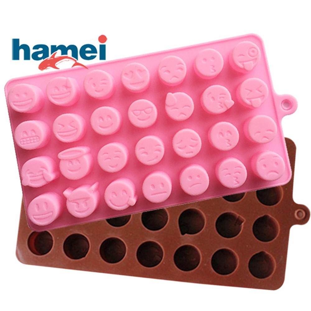 28-Cavity Cute Emoji Ice Face Silicon Cube Trays DIY Molds, Size: 19.8 x 10.8 x 1.5cm - Pink-4