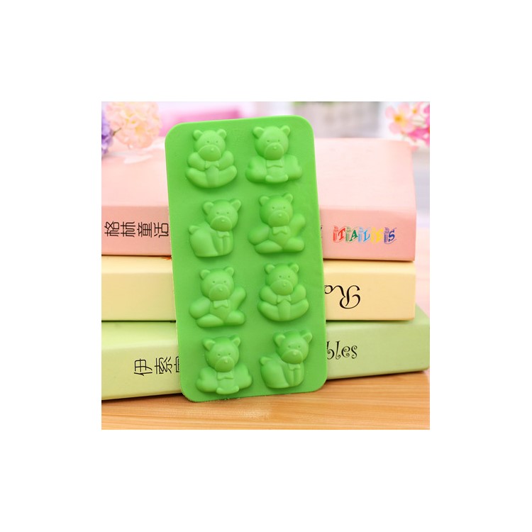 Bear Shape Mini Silicone Ice Chocolate Cube Candy Mold - Green-1