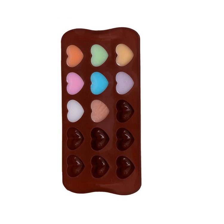 15 Compartments Mini Silicone Heart Shape Ice Cube Candy Chocolate Mold-1