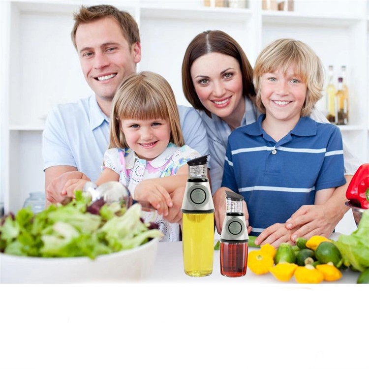 500ml Press Type Glass Bottle Oil Measure Dispenser Multi-functional Vinegar Sauce Bottle-1