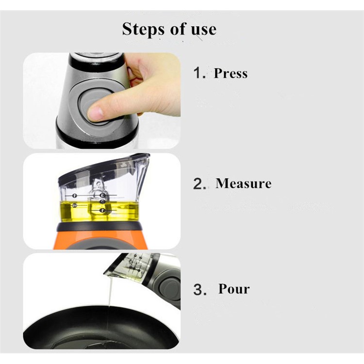 500ml Press Type Glass Bottle Oil Measure Dispenser Multi-functional Vinegar Sauce Bottle-12
