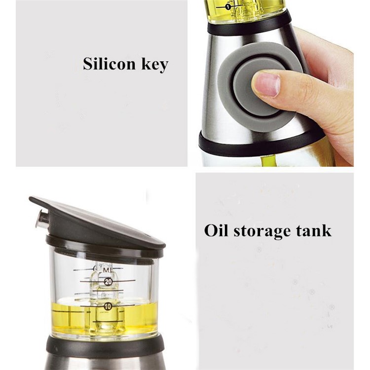 500ml Press Type Glass Bottle Oil Measure Dispenser Multi-functional Vinegar Sauce Bottle-14