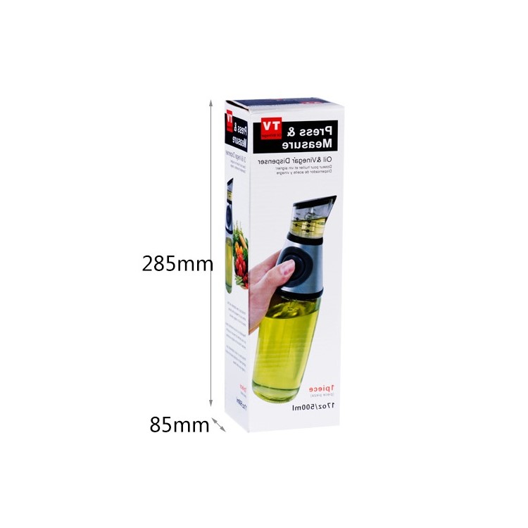 500ml Press Type Glass Bottle Oil Measure Dispenser Multi-functional Vinegar Sauce Bottle-2