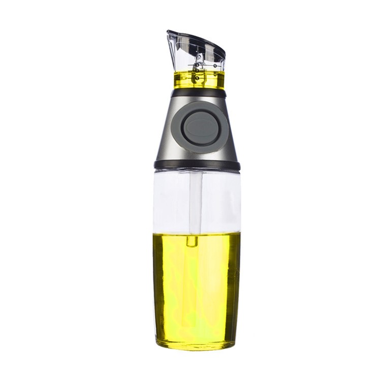 500ml Press Type Glass Bottle Oil Measure Dispenser Multi-functional Vinegar Sauce Bottle-8