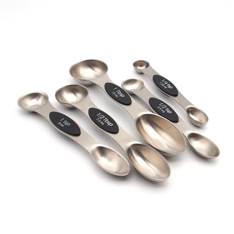 5PCS Stainless Steel Kitchen Baking Measuring Spoons - Black-1