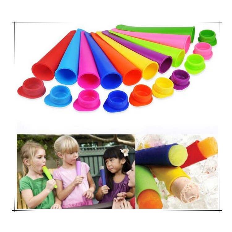 10Pcs/Set Silicone Ice Pop Molds 10 Vibrant Colors-1