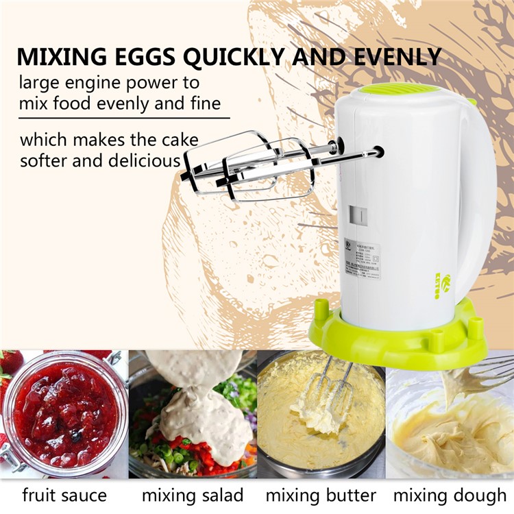 Large power Household Electrical Egg Beater Dough Maker - Green + White / EU Plug-7