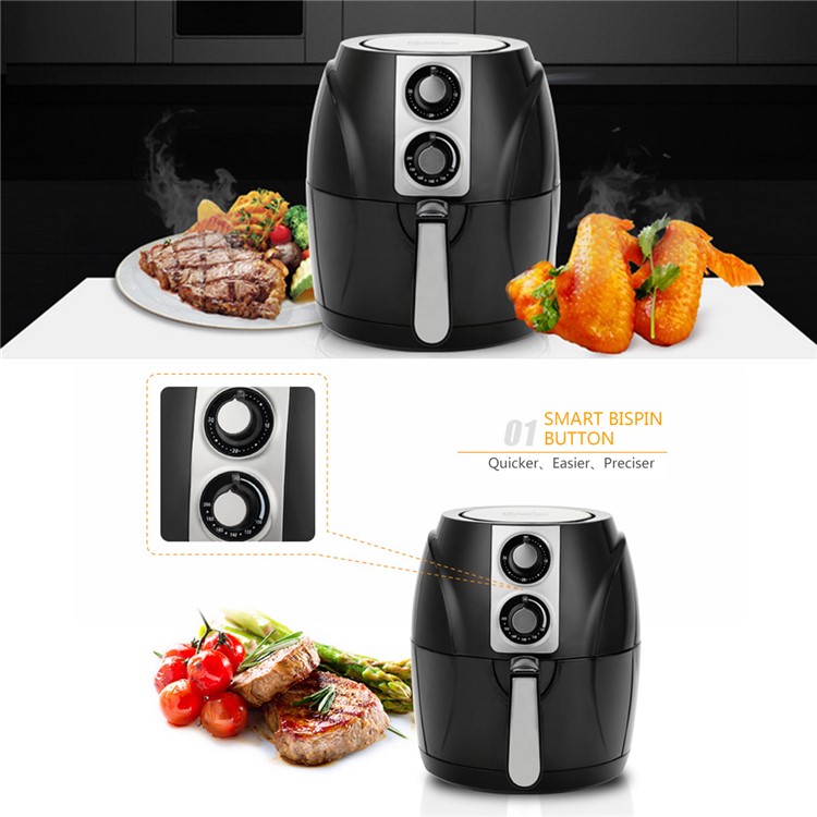 Air Fryer Household Circulation Fume Free Nonstick Frying Pan Intelligent Mobile - Black / UK Plug-5