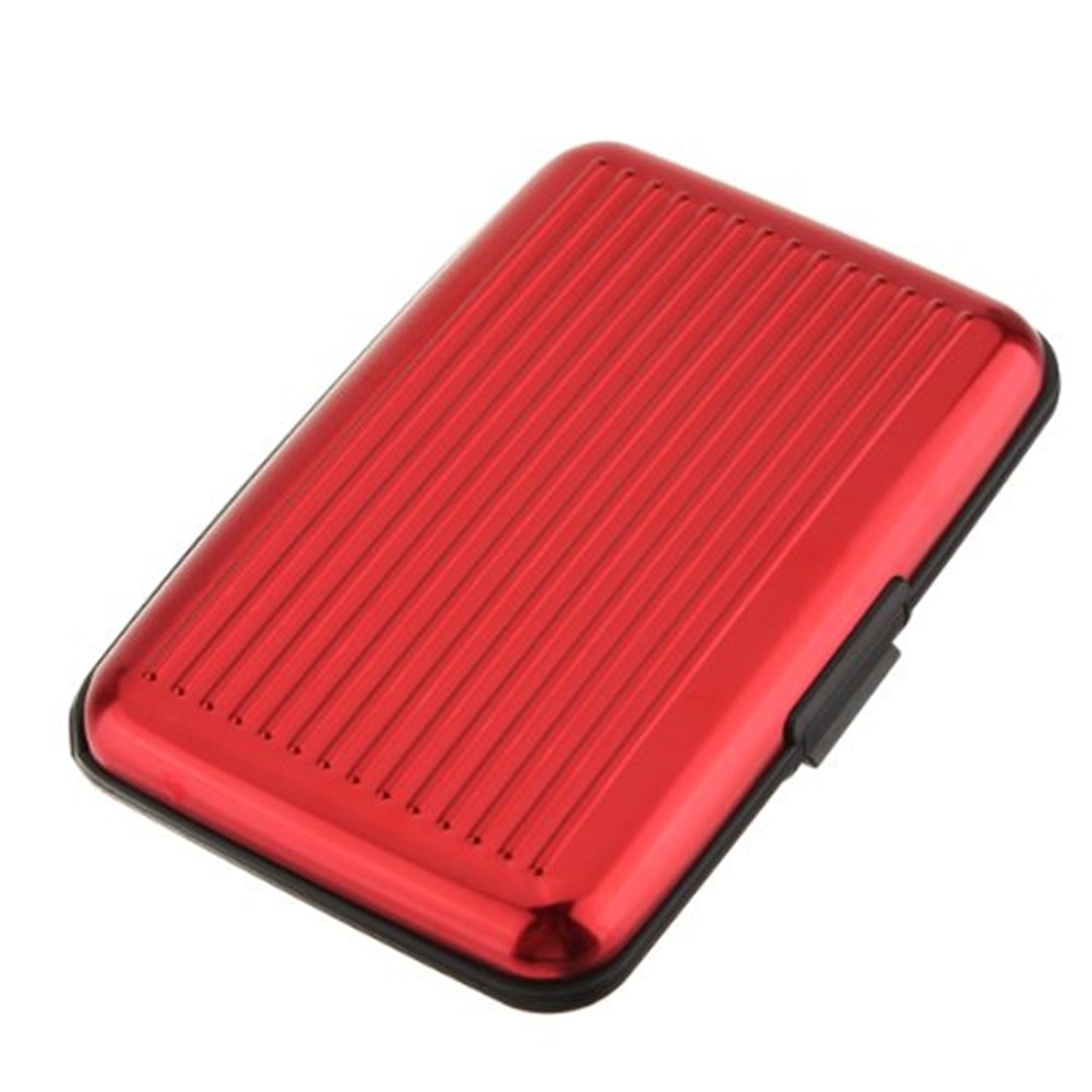 Aluminum Credit Card Name Card Holder Case - Red-1