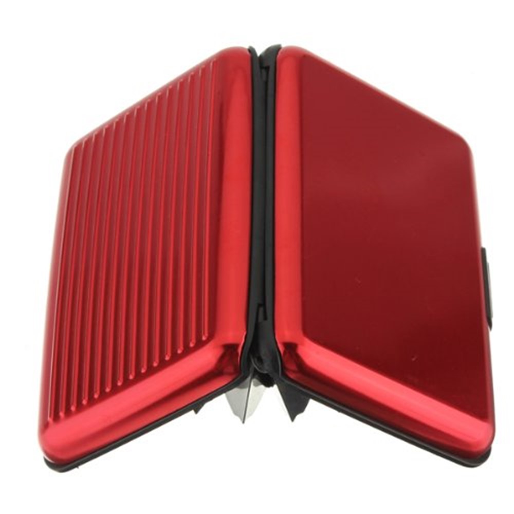 Aluminum Credit Card Name Card Holder Case - Red-2