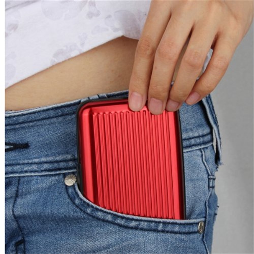 Aluminum Credit Card Name Card Holder Case - Red-4