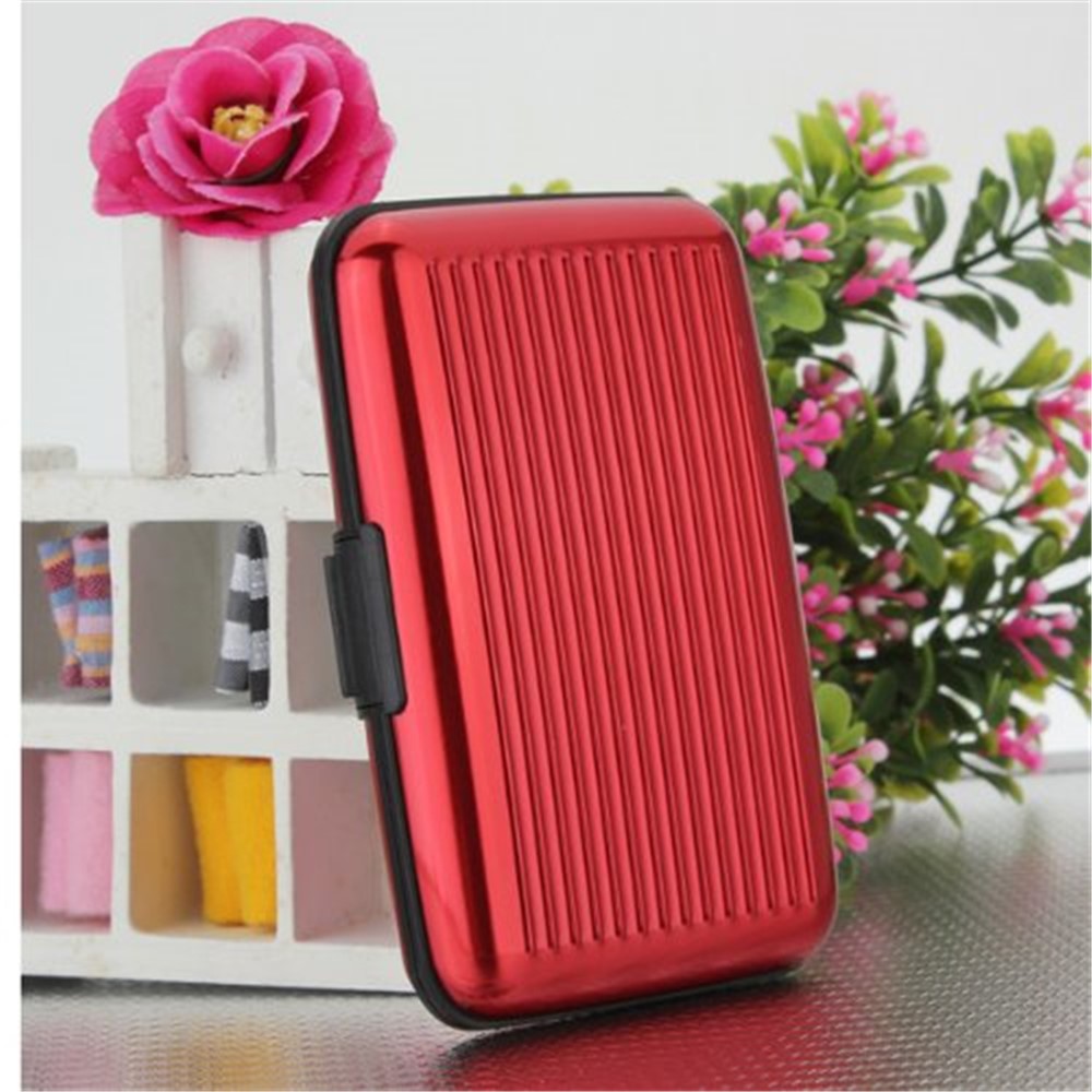 Aluminum Credit Card Name Card Holder Case - Red-5