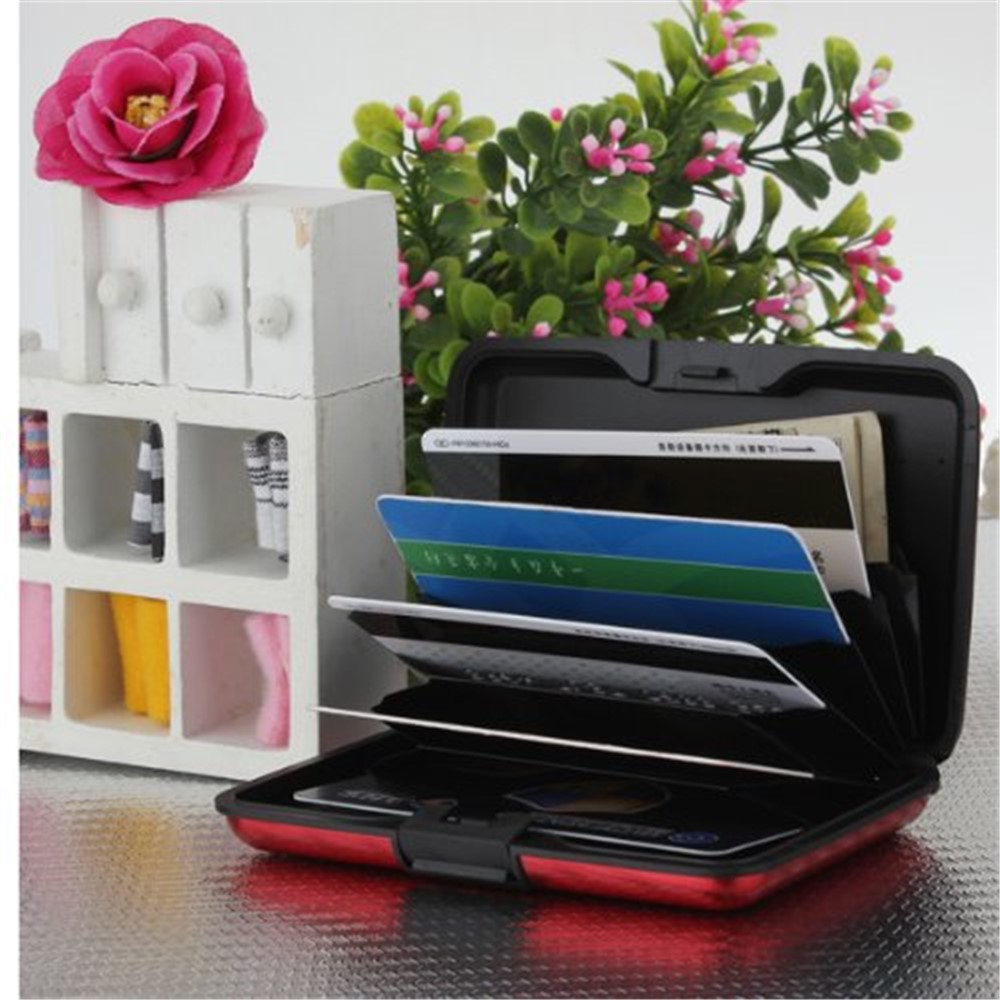 Aluminum Credit Card Name Card Holder Case - Red-6