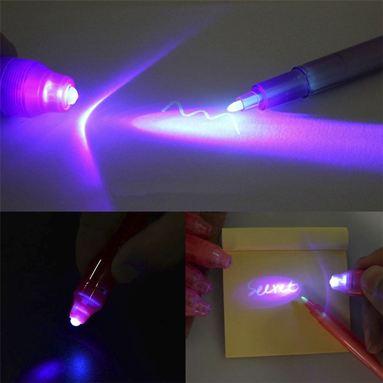 Magic 2 in 1 UV Light Combo Creative Stationery Invisible Ink Pen Money Counterfeit Bill Detector Pen - Random-2