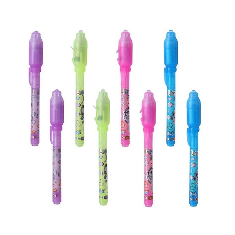 Magic 2 in 1 UV Light Combo Creative Stationery Invisible Ink Pen Money Counterfeit Bill Detector Pen - Random-7