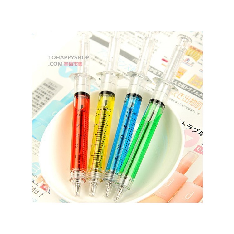 Novelty Syringe Style Ballpoint Pen Cool Injection Toy 1 Piece - Random-1