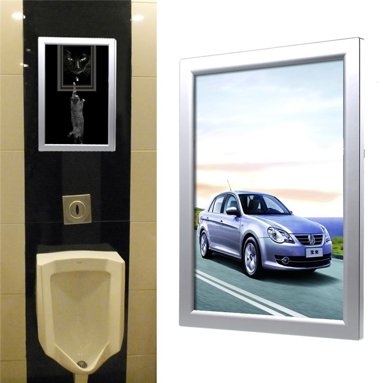 A3 Size Wall Mounted Clear Advertising Sign Box Signboard - Silver-1