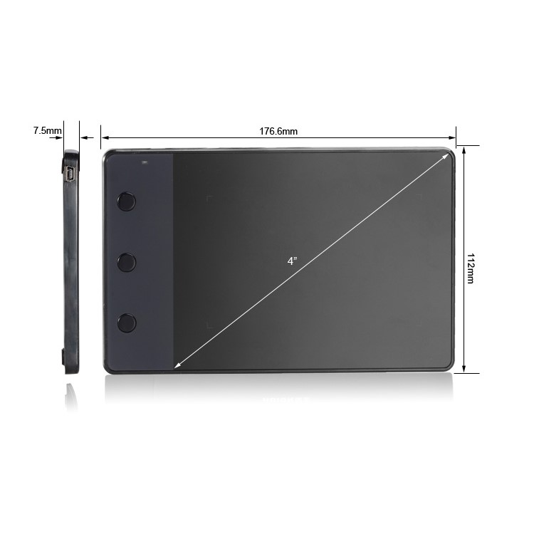 HUION H420 USB Graphics Drawing Signature Tablet Board Kit with 3 Express Keys (4 x 2.23 inch Screen) - Black-4