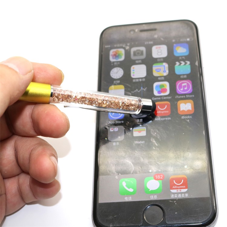 2-in-1 Capacitive Screen Stylus Touch Pen + Diamante Ballpoint Pen for iPhone iPad Samsung etc. - White-2