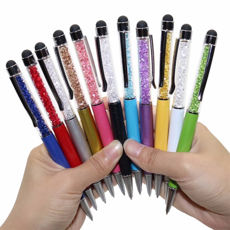 2-in-1 Capacitive Screen Stylus Touch Pen + Diamante Ballpoint Pen for iPhone iPad Samsung etc. - White-3