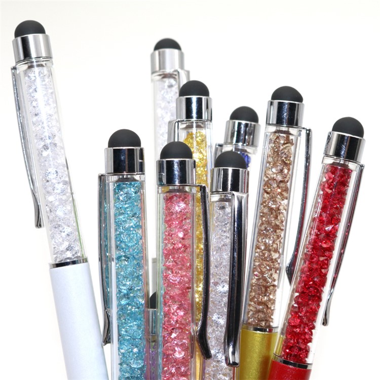 2-in-1 Capacitive Screen Stylus Touch Pen + Diamante Ballpoint Pen for iPhone iPad Samsung etc. - White-4