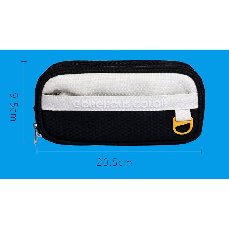 Canvas Student Pencil Pouch Bag 20.5 x 9.5cm Large Storage Space - White-3