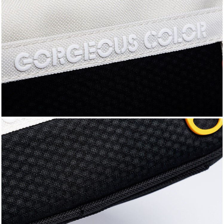 Canvas Student Pencil Pouch Bag 20.5 x 9.5cm Large Storage Space - White-8