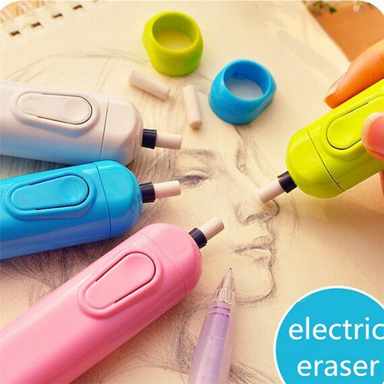 Battery Operated Eraser Electric Eraser Automatic School Supplies Stationery - Beige-2