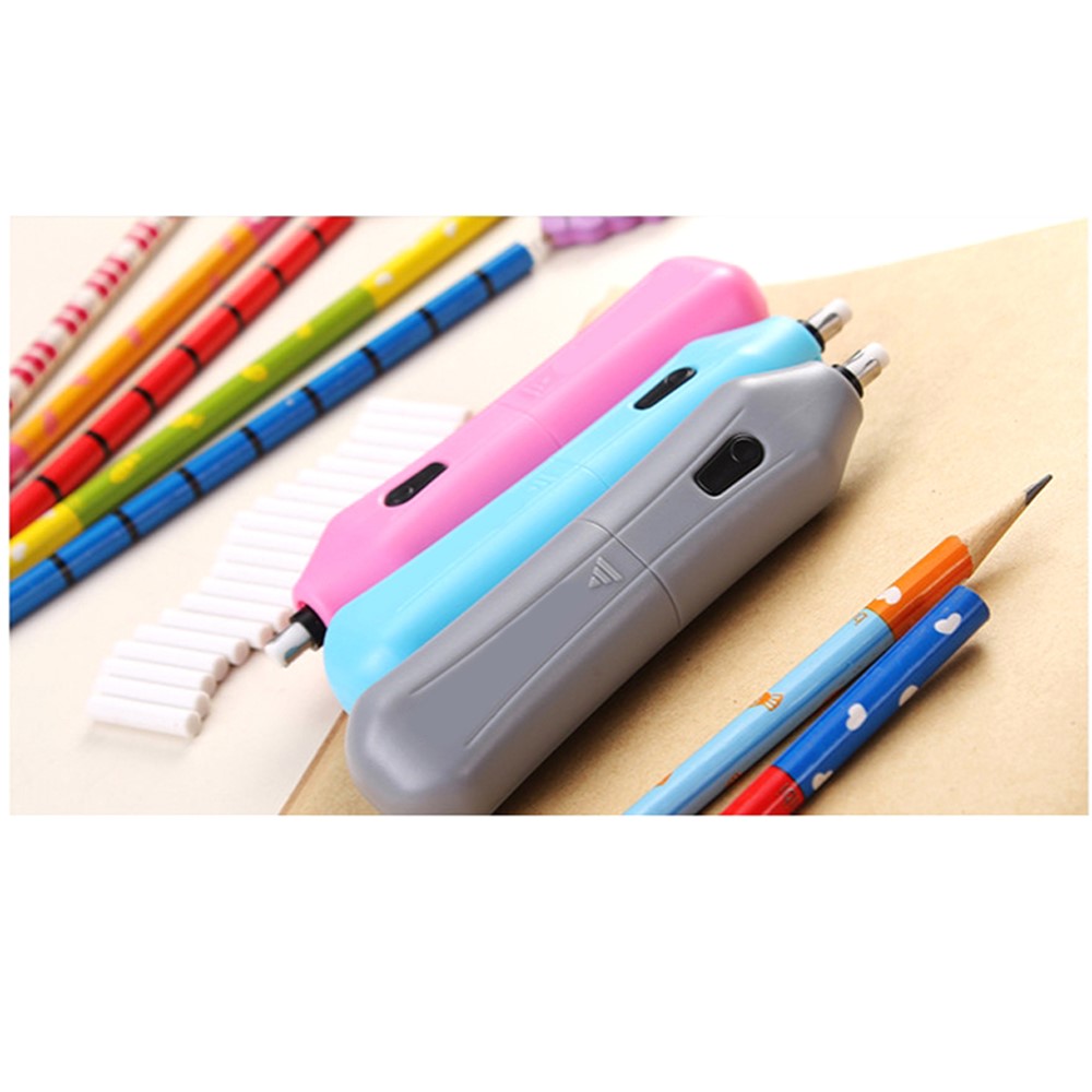 Battery Operated Eraser Electric Eraser Automatic School Supplies Stationery - Grey-3