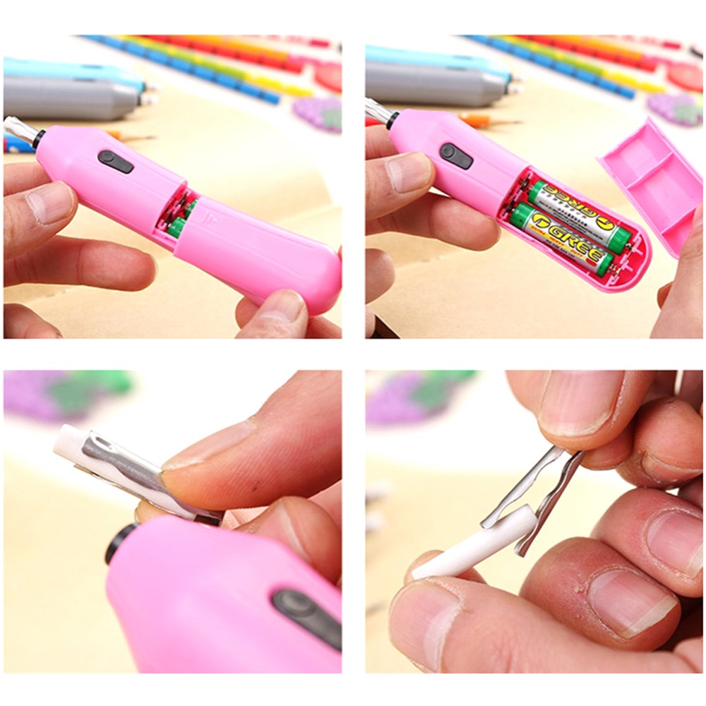 Battery Operated Eraser Electric Eraser Automatic School Supplies Stationery - Grey-5