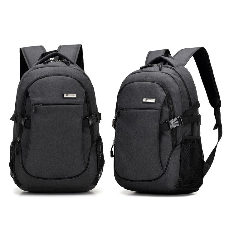 Oxford Cloth Backpack Travel Bag Business Laptop Shoulder Bag with USB Charging Function - Black-1