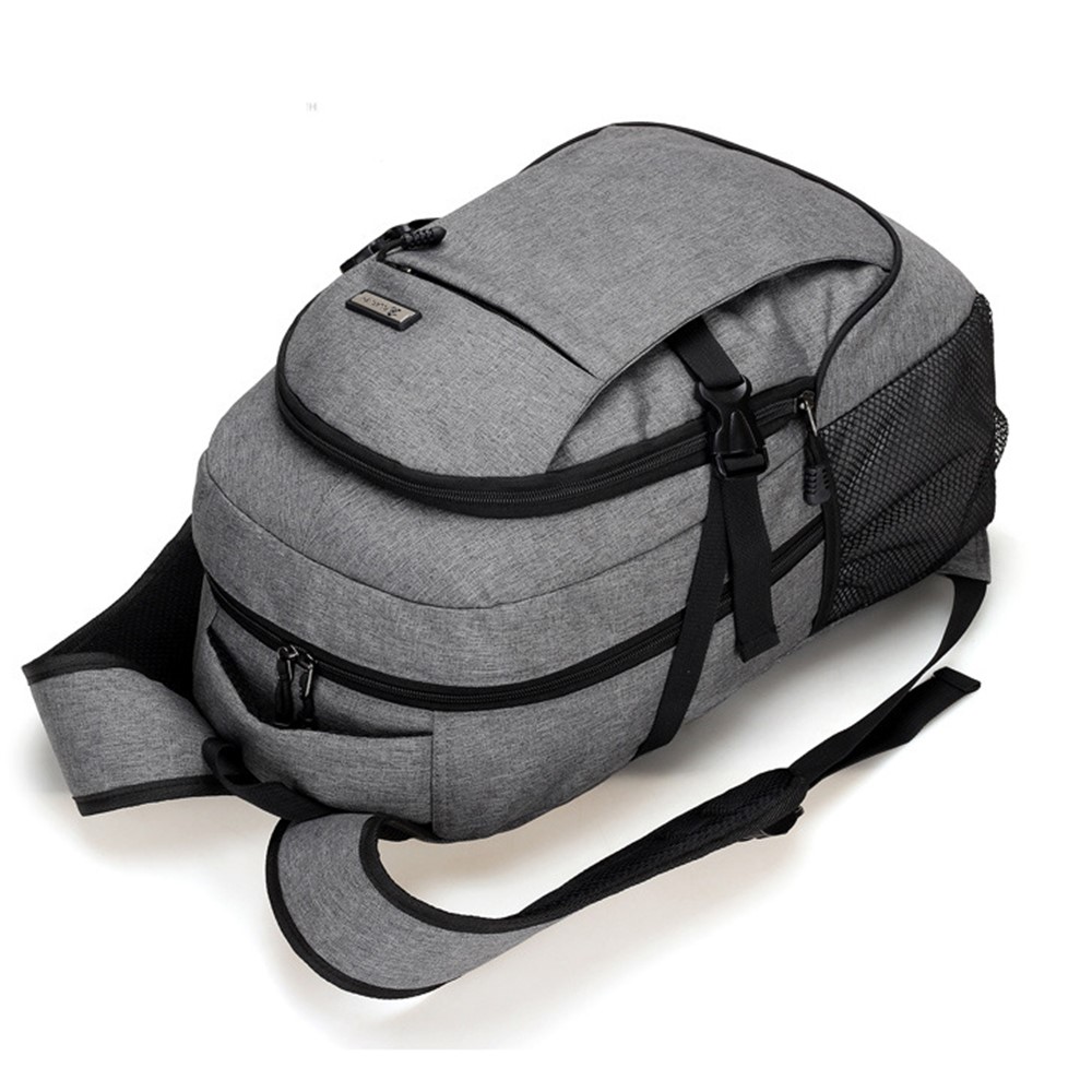 Fashion Oxford Cloth Business Laptop Backpack Travel Bag with USB Charging Function - Grey-3