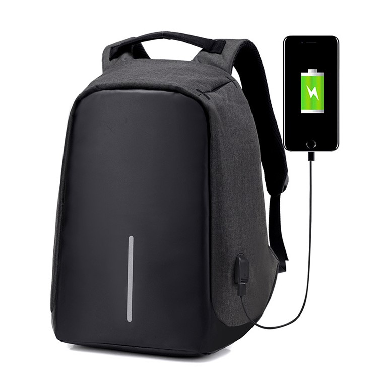 Bolso de viaje multifuncional lona mochila con función de carga USB - negro-1