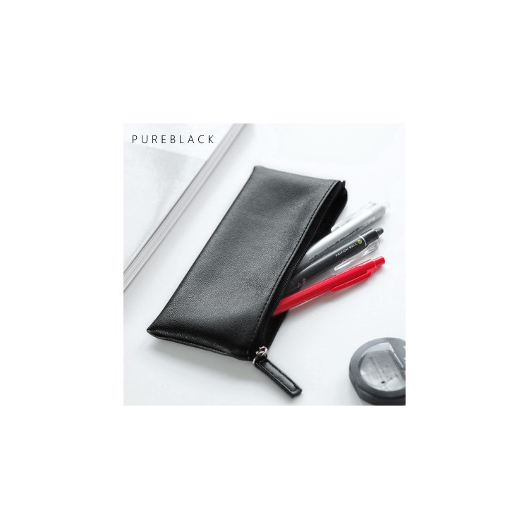 PU leather Handbag Student Pencil Pouch Bag - Black-1