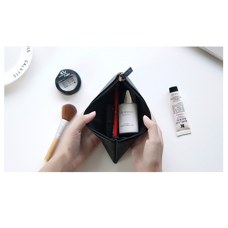 PU leather Handbag Student Pencil Pouch Bag - Black-5