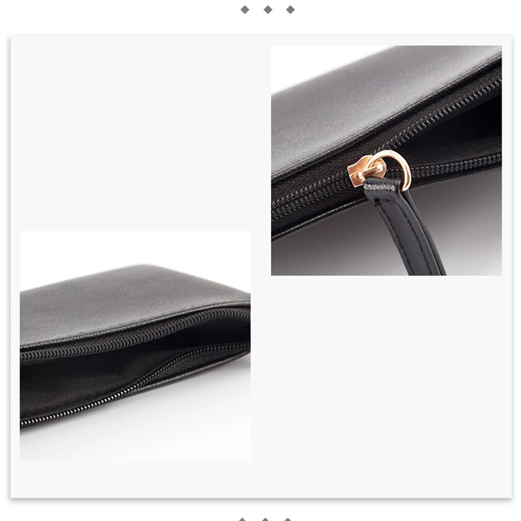 5Pcs PU Leather Handbag Student Pencil Pouch Bags - Black-2