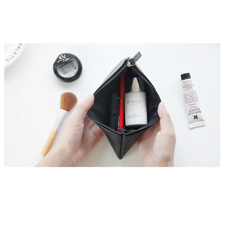 5Pcs PU Leather Handbag Student Pencil Pouch Bags - Black-3